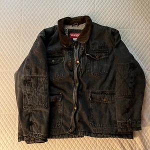 Vintage XL 90s Wrangler Faded Black Denim Sherpa Lined Jacket Mens Size 3XL - Picture 1 of 14