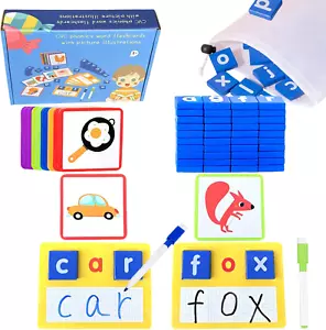 Wooden CVC Word Spelling Games, Preschool Kindergarten Learning Activities, Mont - Picture 1 of 12