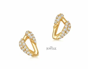 Minimalistische Ohrringe 14 K Gold 0,20 ct VS/F-G Diamant Segel-Design - The Jewelz - Bild 1 von 1
