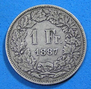 Switzerland 1 Franc Silver Coin 1887, KM-24, Combined Shipping - Picture 1 of 2