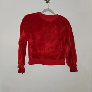 Wonder Nation Fuzzy Red Sweatshirt Size Large 10/12 Warm Soft Holiday Christmas  - Picture 1 of 7