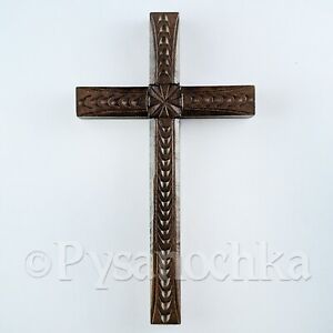 Hand Carved Cross Ukrainian Hutsul  Wooden carving Gift for a collector