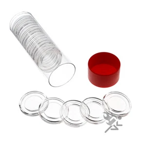 Soporte para monedas de centavo/penique de EE. UU., tubo cápsula roja y 20 Air-Tite A19 se adapta directamente - Imagen 1 de 4