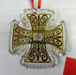 Gorham Croce Cristallo Piombo con Accenti Oro Ottime Condizioni 2,5" - Foto 1 di 4