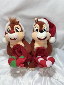 Disney CHIP N DALE Holiday Bean Bag Plush SET OF 2  9” Christmas Decor - Picture 1 of 11
