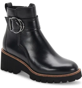 NEW Blondo Dagger Buckled Waterproof Leather Ankle Boot w/Side Zip Size 7 Black - Picture 1 of 17