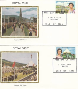 Royal Visit Queen Elizabeth II set GB Isle of Man Colorano FDC 1979 (145146) - Picture 1 of 1