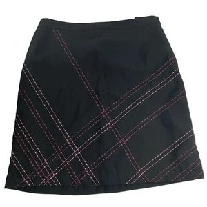 Giorgio Fiorlini Womens Skirt Size 12 Black Pink Embroidery Lined Career A Line - Picture 1 of 7
