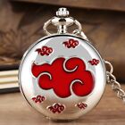 Silver Smooth Red Lucky Cloud Quartz Pocket Watch Necklace Pendant Chain Gift