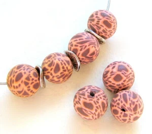 Fimo Perlen rund 12mm braun rose 20 Stück SERAJOSY  - Bild 1 von 1