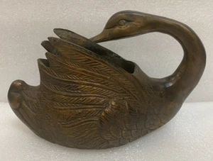Escultura Art Deco jardinera de latón bronce cisne vintage - Imagen 1 de 6