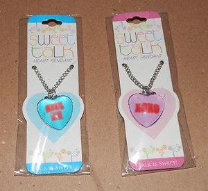 Valentines Heart Pendants Necklaces 2ea Sweet Talk Kiss Me & XOXO 102Y - Picture 1 of 2