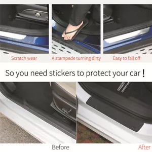 4Pcs Car Door Sill Protector Cover Carbon Fiber Stickers 4D Interior Accessories - Picture 1 of 15