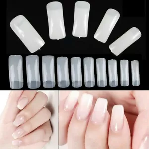 100 Nail Tips Natural French Acrylic Artificial False Nails. - Picture 1 of 4