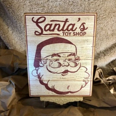 Santa's Toy Shop Christmas, Retro, Vintage Style  Handcrafted Plaque / Sign - Image 1 of 3