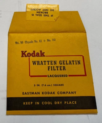 KODAK WRATTEN GELATIN FILTER NO. 99 3" /7.6cm Square opened - Image 1 of 2