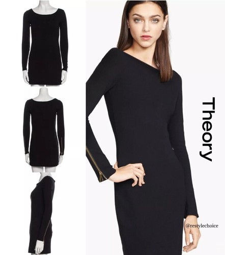 PALM ANGELS Mini abito nuovo senza etichette Theory Bateau Neckline manica mezza cerniera PETITE