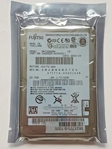 60 GB SATA Fujitsu MHT2060BH 5400rpm 8MB HDD 2,5 " Internal Hard Drive New - Picture 1 of 1