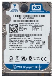 Western Digital WD2500BEVT - 75A23T0 080PK5 250Gb 2.5" Internal SATA Hard Drive - Picture 1 of 1