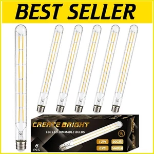 High Lumen 12W Dimmable LED Edison Bulbs - Warm White Lighting for Home, 6 Pack - Picture 1 of 11