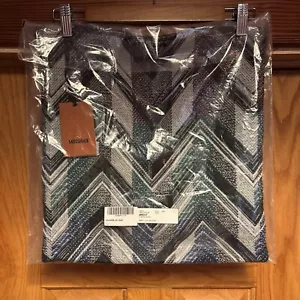 MISSONI HOME Brent Chevron-Striped Wool Pillow Cover 16x16in 160R Black Blue - Picture 1 of 6