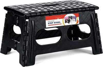 9" Height Extra Wide Folding Step Stool Plastic Foldable Stools Heavy Duty - Image 1 of 2