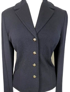 Nice and basic St.John Knit black jacket logo buttons NWOT size 4 - Picture 1 of 4