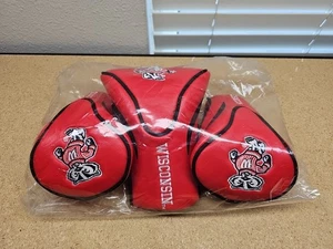 Set of 3 Wisconsin Badgers Embroidered Golf Club Head Covers New Packaging E2 - Picture 1 of 6