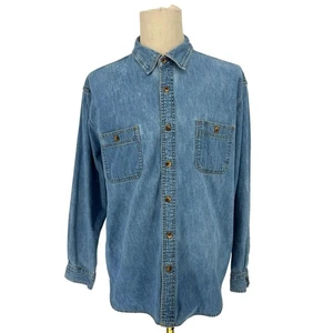 Y2K Vintage Route 66 Men's Denim Shirt Long Sleeve - Picture 1 of 9