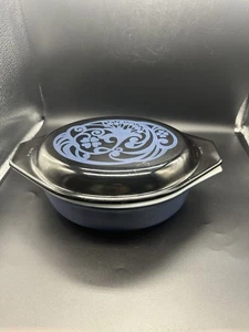 Vtg. 1970 Pyrex Midnight Bloom 043 1-1/2qt Casserole Dish Promo Item Read - Picture 1 of 16