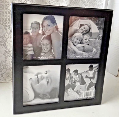 Storage Box with Photo Frame Lid Black & Lined Wood Composite 3" deep - Image 1 of 4