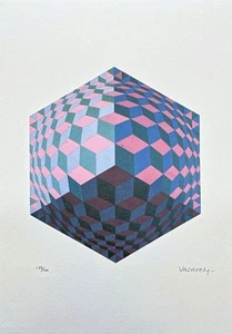 VICTOR VASARELY - Kettes - signed, numbered edition 388/500, 35x50cm - Picture 1 of 5