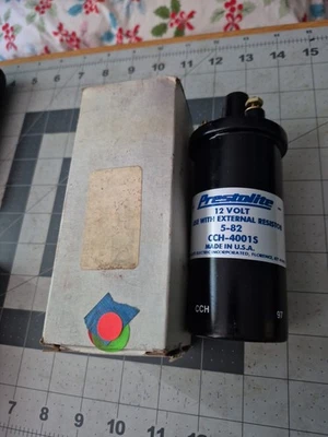 1 Bobina de Encendido Prestolite Nueva 12 Voltios con Resistencia Externa 5-82 CCH-4001S Foto 1 de 4