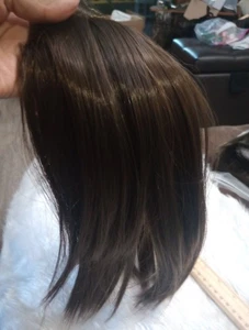 Clip de toupee 100 % Remy como cabello humano en pieza superior de pelo marrón oscuro - Imagen 1 de 17