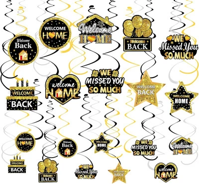 30Pcs Welcome Home Decorations We Missed you Hanging Swirls Decor, Black  - Image 1 of 4