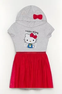Sanrio Hello Kitty Hooded Short Sleev Tutu Dress Tulle Skirt Girls Sz: L NWT $28 - Picture 1 of 8
