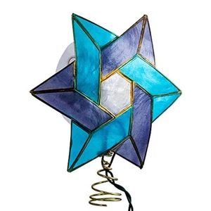 Colored Capiz Light Up Star of David Jewish Holiday Tree Topper Decoration New - Foto 1 di 4