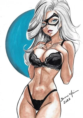 💥Black Cat (09"x12") original comic art by Breno Moreira - TramaStudio💥 - Image 1 of 4