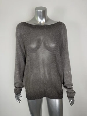 Suéter Gigi Moda Para Mujer Talla Única Marrón Plateado Brillo Tejido Cremallera Espalda Foto 1 de 4