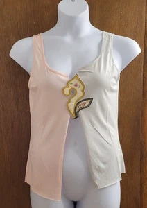 Custo Barcelona Asymmetrical Tank Pink Gray Embroidery Front Slit NWT EURO SZ 3 - Picture 1 of 9
