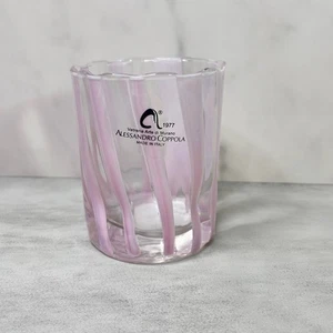 Murano Alessandro Coppola Pink Stripes Tumbler Drinking Glass Italy New - Picture 1 of 2