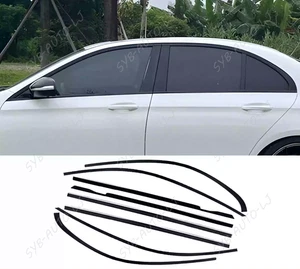 New For Benz E-Class W213 2016-23 Black Full Window Sill Molding Strip Trim Kit - Foto 1 di 10
