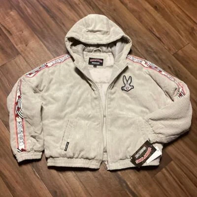 Jaqueta Looney Toons Members Only Bugs Bunny Veludo Puffer em Taupe - Grande - Imagem 1 de 4