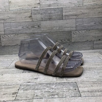 Tahari Women Shoes sandals Beige Rhinestones Slide Wedge Size 6 - Image 1 of 4