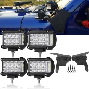 Vainas de luz de trabajo LED 4" para Jeep Wrangler JL 2018-22 + kit de soporte de montaje de pilar A - Imagen 1 de 12
