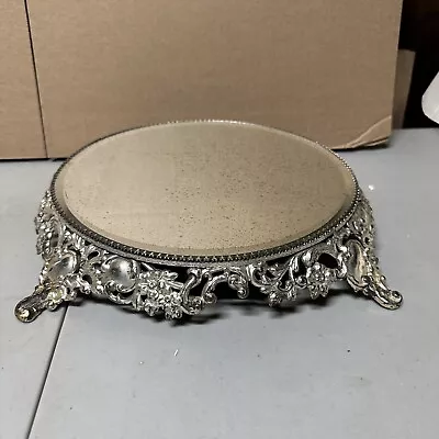 Mirrored Antique Silverplate Plateau Cake Pedestal Plate Centerpiece 10  • 202.36$
