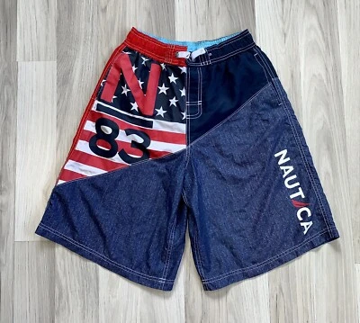 Nautica USA Flag/Jean Style Swim Trunks. Size Youth XL - Image 1 of 4