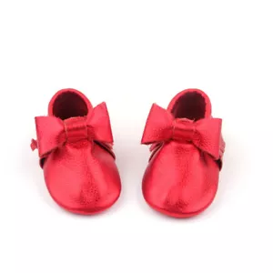 Starbie baby Moccasins red Bow baby shoes toddler moccasin infant girls shoes - Picture 1 of 7