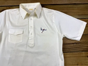 VTG 80's Sahara MLB New York Yankees 4 Button Golf Shirt Sz L Off White - Picture 1 of 10