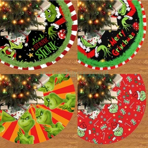 NEW G-rinch Christmas Tree Skirt Decorative Apron Carpet Floor Mat Decor Gift AU - Picture 1 of 49